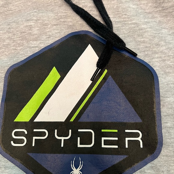 Spyder Mens Size large Gray Long Sleeve Hooded Pull Over Sweatshirt Hoodie - Picture 3 of 4